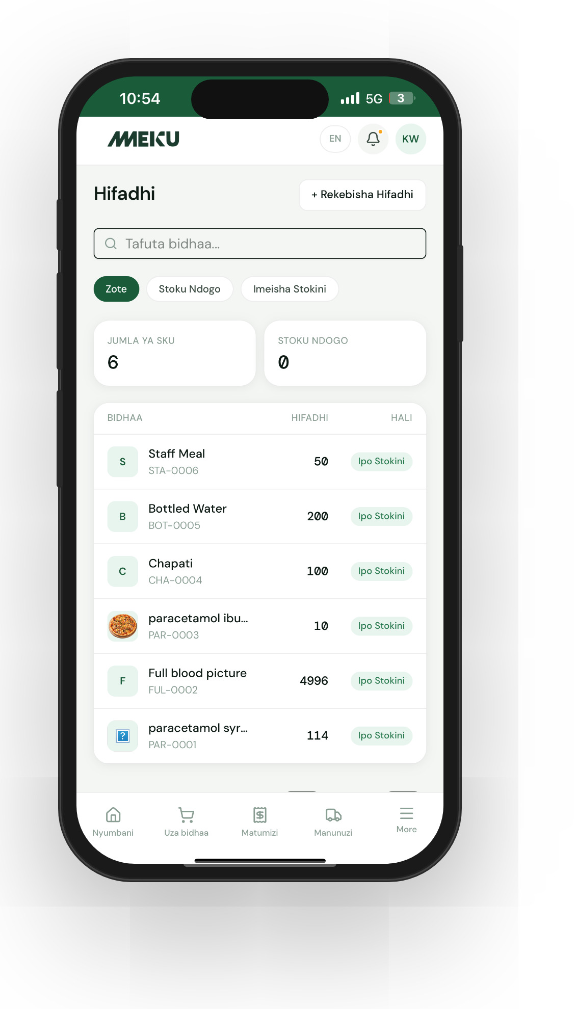 MEKU bidhaa na hifadhi