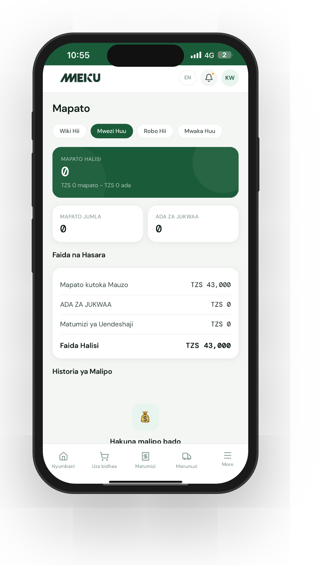 Muhtasari wa mapato kwenye MEKU